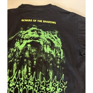 Miken Men's Large Graphic Tee Black Beware Of The Shadows Green Skull T-Shirt L